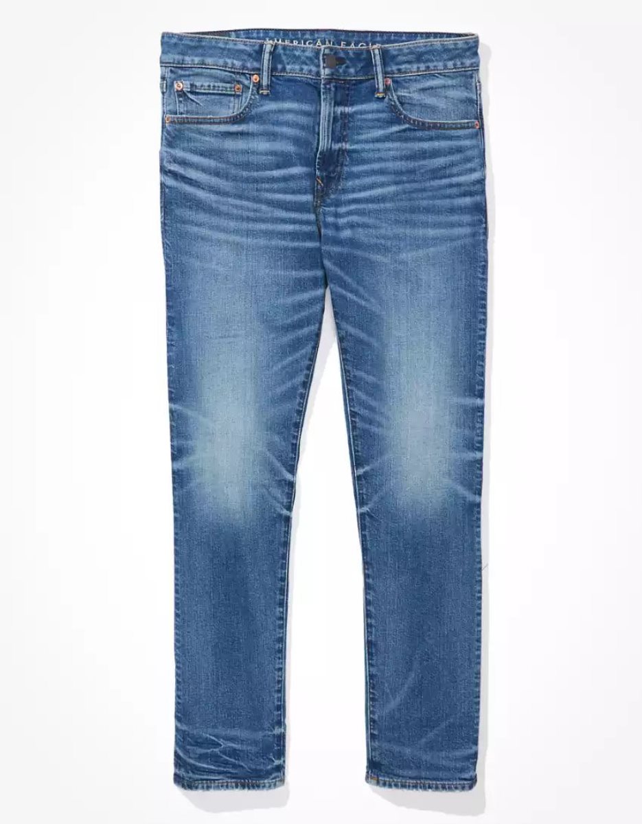 Jean American Eagle AE Flex Slim Droit Grise Bleu Homme | XSY-14430227